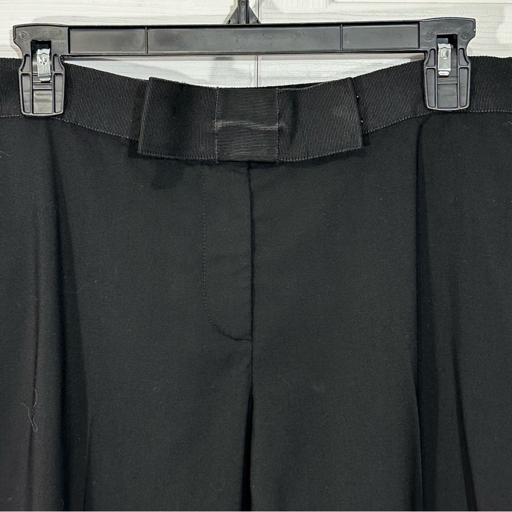 Moschino Black Virgin Wool Straight Leg Trousers with Ribbon Bow Waist Size 12